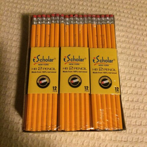 iScholar Gross Pack Pencils, #2, Yellow, Box of 144 (33144), Free Shipping, New