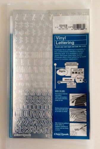 Chartpak 1/2-inch Silver Stick-on Vinyl Letters &amp; Numbers (01019), Full Sheet