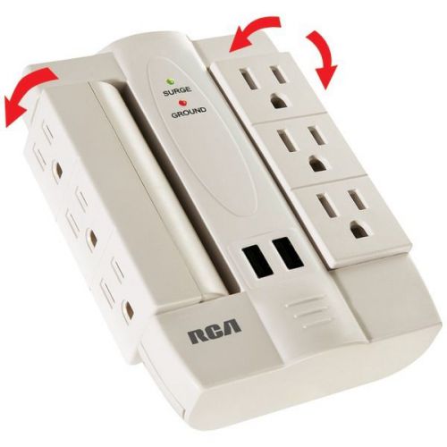 Rca PSWTS6UWH Surge Protector 2 USB Ports/6 Outlets
