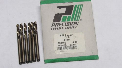 6 new PTD Precision 4.0mm 4ASMCO HSCo Cobalt Screw Machine Length Drills 32400
