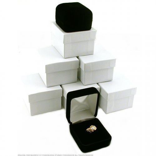 6 Black Velvet Ring Boxes Jewelry Counter Gift Display