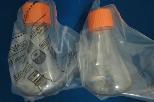 Qty 23 Corning 250mL Disposable PC Erlenmeyer Flasks &amp; Flat Caps 430183