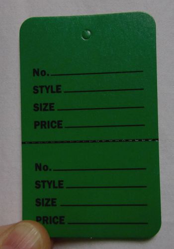 100 DARK GREEN 2.75&#034;x1.75&#034; Large Perforated Unstrung Price Consign Store Tags