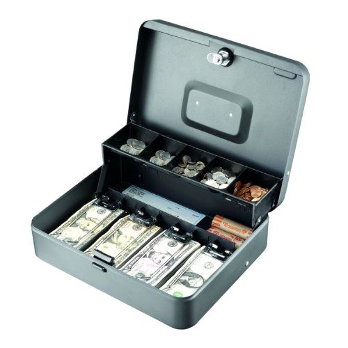 Tiered Cash Box Gray Locking With Coin Storage Business Money Sales Storage New