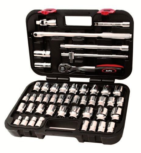 Ampro tools ampro t45532 1/2-inch drive socket set, sae and metric, 47-piece for sale