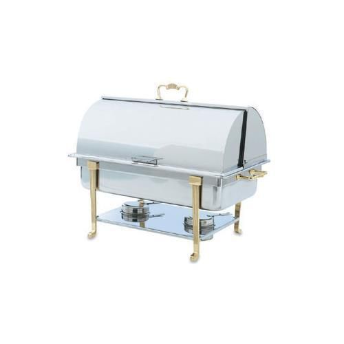 New Vollrath 46051 Classic Design Full-Size Brass Trim Chafer W/Roll Top Cover