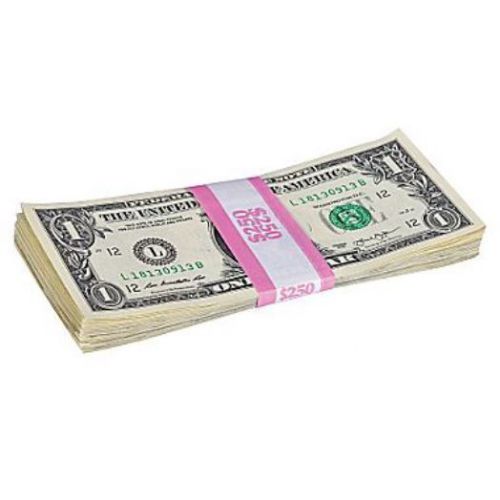 Coin-Tainer $250 Currency Strap, Pink, 1000/Pack