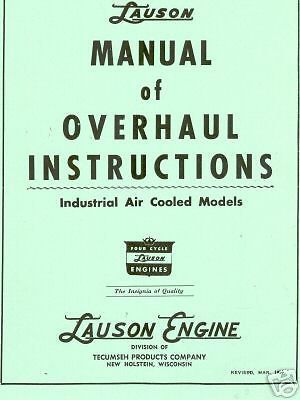 Lauson Engine Overhaul Manual Air Cooled Industrail Models Tecumseh