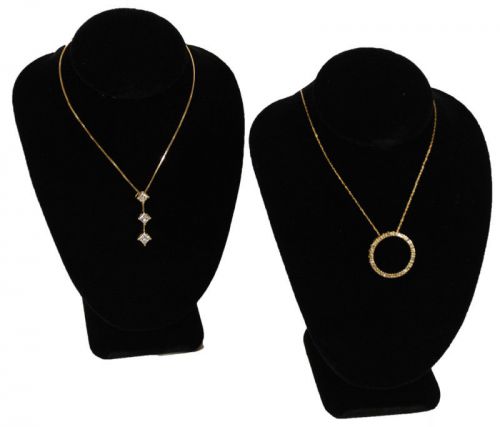 2 Black Velvet Necklace Jewelry Display Busts 6&#034;