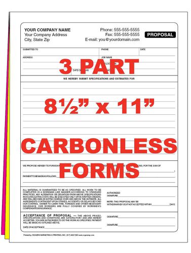 250  3 part Custom Carbonless NCR Forms