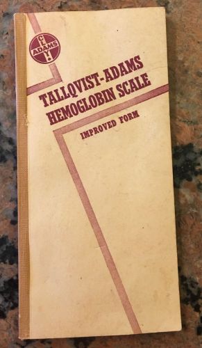 1943 Clay Adams Tallqvist - Adams Hemoglobin slate Booklet