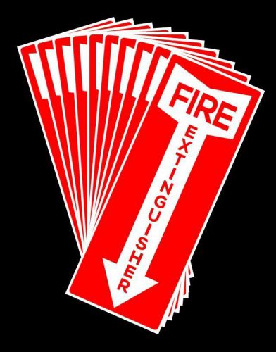 10 PACK SELF-ADHESIVE FIRE EXTINGUISHER ARROW SIGNS - 4.25&#034; X 11&#034;  BRAND NEW