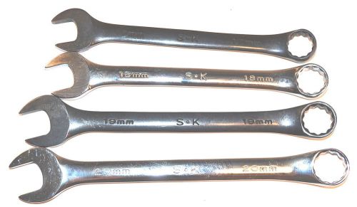 4 nos sk usa pro 17-20mm 12-pt combination wrench chrome &amp; black set list $85 for sale