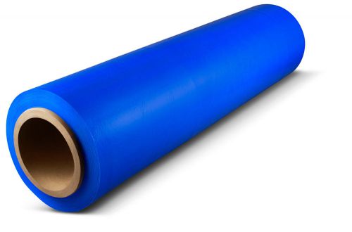 256 rolls hand stretch plastic wrap shrink film blue color 18&#034; x 1500&#039; 63 gauge for sale