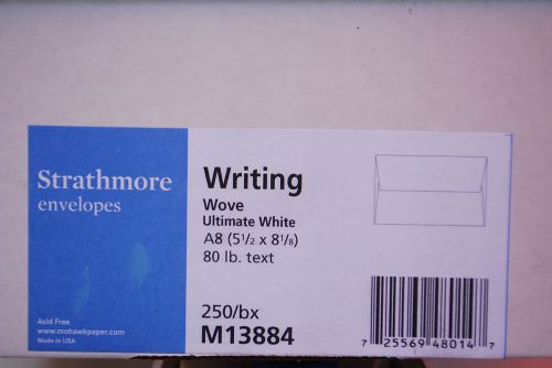 Box of 250 / strathmore ultimate white wove 80 lb envelopes 5-1/2x8-1/8 (#s6372) for sale