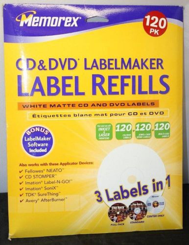 Memorex Print Color CD DVD Mate Paper Refill Labels 120 Pack Inkjet Laser White