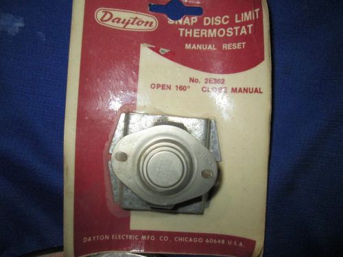 Dayton snap disc limit thermostat 2e362 open 160 manual close degrees surplus for sale