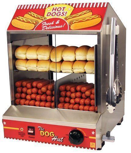 Paragon the dog hut hotdog steamer, stainless steel hot dog merchandiser system for sale