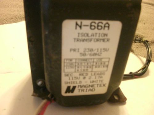 Magnetek Triad N-66A Isolation Transformer 230/115 V Primary N66A