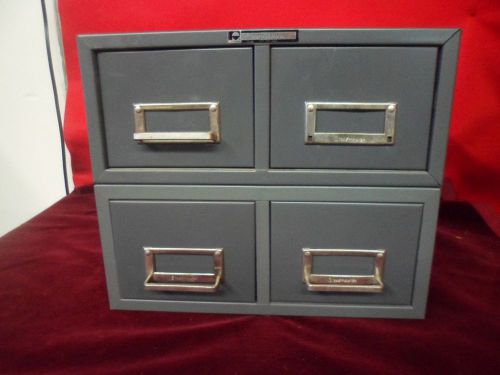 Vintage metal card catalog drawers. 2 sets of 2. Steelmaster NY USA. Upcycle.