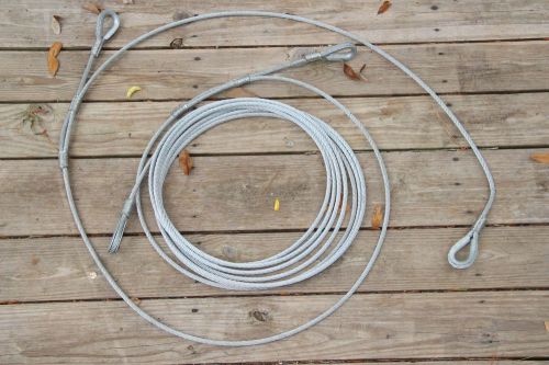 3/8&#034; galvanized wire rope cable 43&#039; (516&#034;) w/ ends / 3 attaching points ~ 7 x 19 for sale