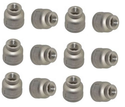 12 pack of 1/2&#034; x 1/8&#034; female fnpt stainless steel 304 reducer coupler coupling for sale