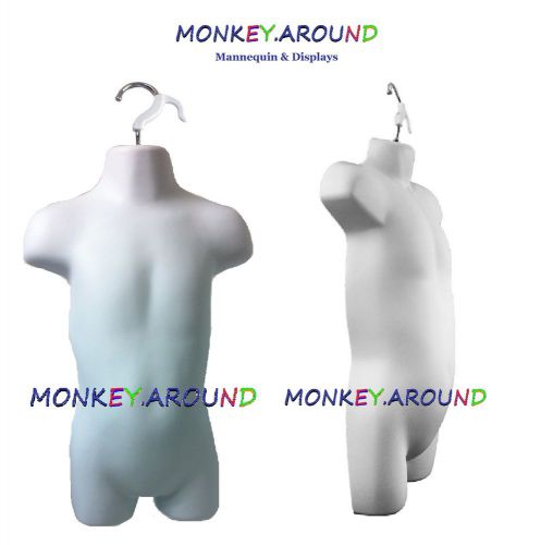 MANNEQUIN TODDLER White Dress Torso Form +1 Hanger-Display Boy/Girl Shirt Pants