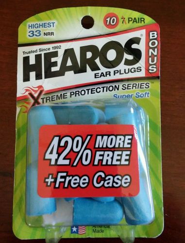 New Hearos Soft Foam Ear Plugs Xtreme Protection 10-Pair BONUS CASE