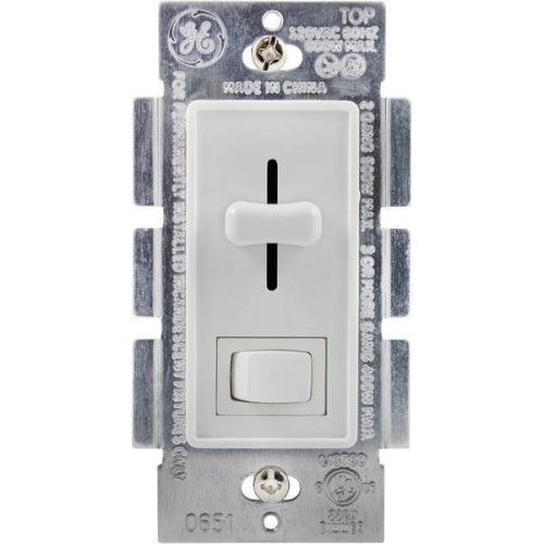 GE 18027 Toggle-Style On/Off w/Slide Lighted Dimmer - White