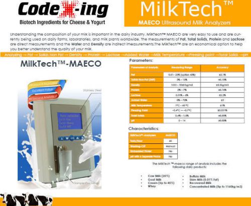 MILKTECH MAECO - Ultrasound Milk Analyzer