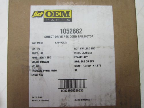 FAST OEM PARTS ELECTRIC MOTOR # 1052662 1/6 HP 208/230 VOLT NEW