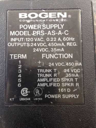 BOGEN PRS-AS-A-C 424V DC Power Supply 24 VDC 450 mA 35 mA
