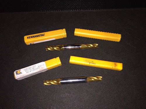 BRAND NEW! KENNAMETAL 5/16&#034; DOUBLE END 4 FLT. CARBIDE END MILLS , TIN , LOT OF 2
