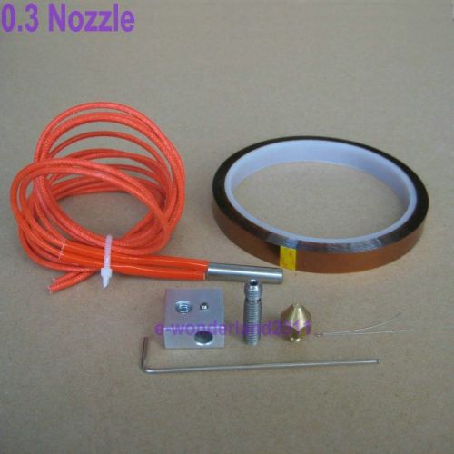 0.3mm Nozzle+Heater Block+throat+Heater+Thermistor+Tape ---3D Printer Mendel Kit