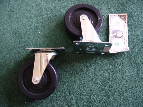 Heavy duty phenolic casters with 5&#034; x 2&#034; wheels 2 swivel w/o brake huge for sale