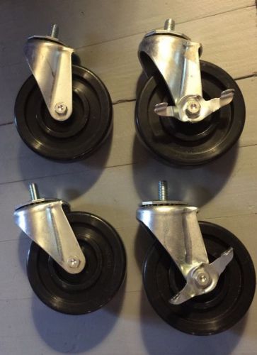 E.r. wagner 5&#034; x 1&amp;1/4&#034;nylon swivel wheels lot of 4 new  2 w/ brake for sale