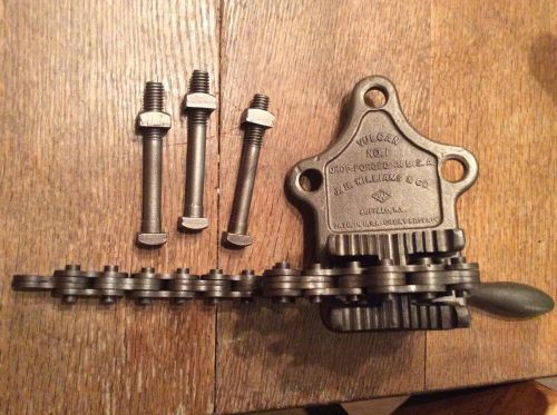 Vintage, ready to use vulcan # 1 bench chain pipe vice. j.h. williams, brooklyn for sale