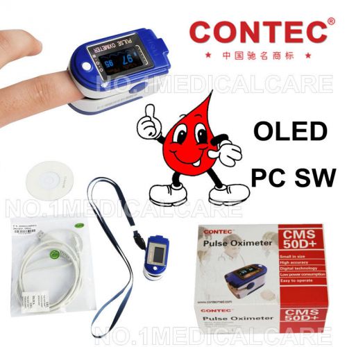 CONTEC CMS50D+ Finger Tip Pulse Oximeter, OLED Screen/PC SW, FDA CE Approved