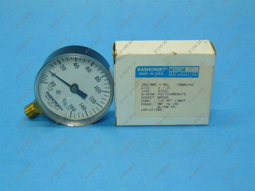Ashcroft 25w1005-h-02l-160#&amp;vac 2 1/2&#034; pressure gauge 0-160/30 lm 1/4&#034; new for sale