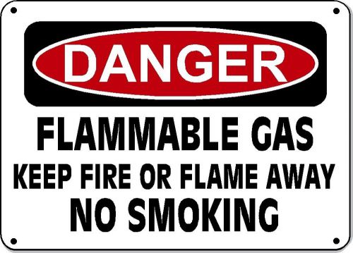 Danger Sign - Flammable Gas Keep Fire Or Flame Away No - 10&#034;x14&#034; OSHA Sign