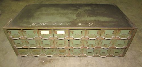 Vintage 24 bin parts storage cabinet green 34&#034; x 10 3/4 &#034; x 17 1/2 &#034; **xlnt** for sale