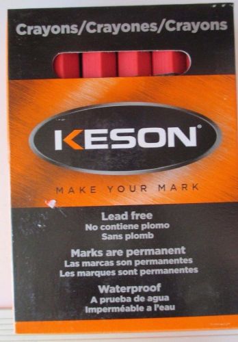 Keson Waterproof Permanent Red Lumber Crayon 12CT
