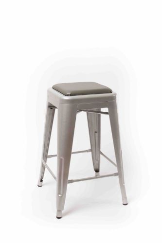 Tolix Style Bar Stool Cushions - Hand Made/Easy Install Gray Cushion