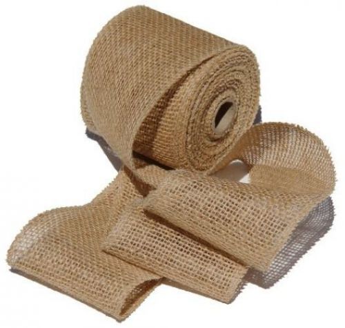 LA Linen? 4-Inch By 10-Yards Burlap Jute Ribbon, Natural. Made In USA.