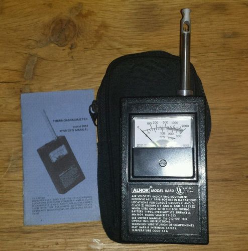 ALNOR 9850 THERMOANEMOMETER WITH OWNERS MANUAL.  WORKS