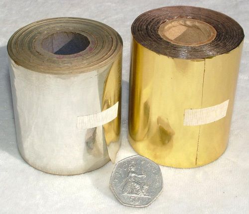 2 x rolls vintage silver &amp; gold gilding embossing finishing stamping foil leaf for sale