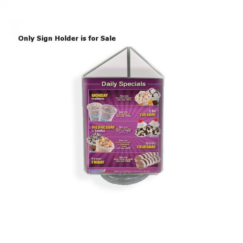 Retail Clear Acrylic 3-Sided Sign Holder with Black Revolving Base 5&#034; W x 7&#034; H