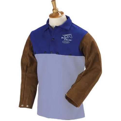 Revco frb9-21cs/bs 9 oz. blue hybrid fr cotton w/brown cowhide sleeves, 3x-large for sale