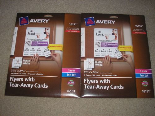 New Lot 2 Avery Flyers w/ Tear-Away Cards 16151 5 Flyers 120 Cards 10 Sheets