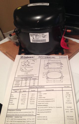 Embraco Hermetic Compressor Model Number FFI12BKW1